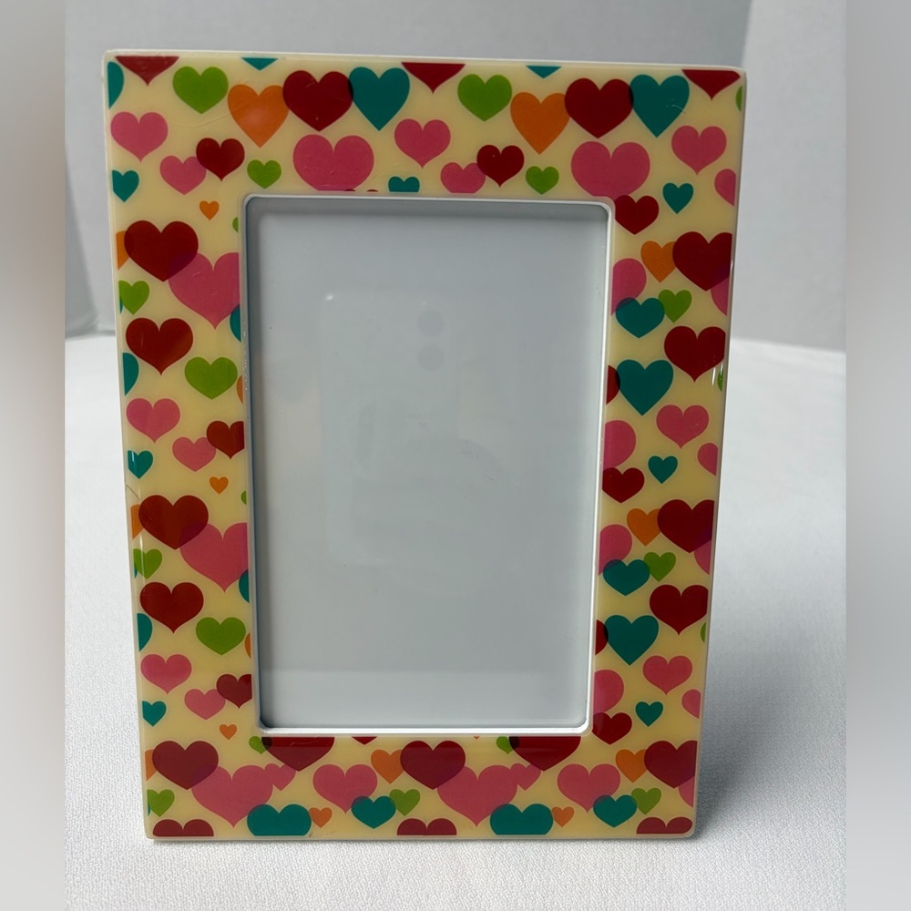“ LOVE YOU FOREVER” Colorful Heart Pattern 4”x6” Photo Frame